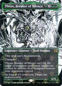 Thrun, Breaker of Silence (Borderless Manga Step-and-Compleat Foil) [Phyrexia: All Will Be One]