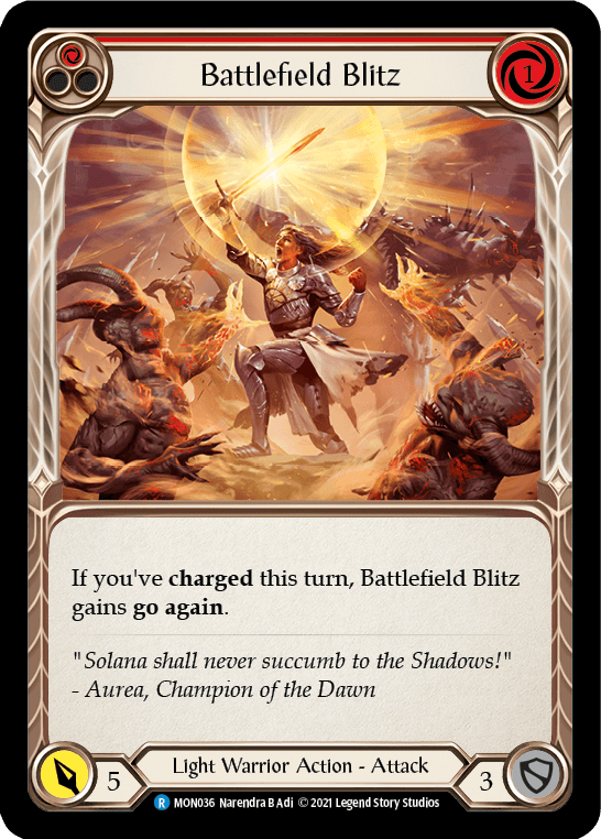 Battlefield Blitz (Red) [MON036-RF] (Monarch) 1st Edition Rainbow Foil - POKÉ JEUX