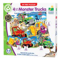 MY FIRST PUZZLE SETS -  4-IN-A-BOX PUZZLES - MONSTER TRUCKS (EN) (Special Order)