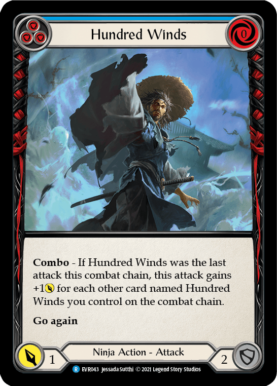 Hundred Winds (Blue) [EVR043] (Everfest) 1st Edition Rainbow Foil - POKÉ JEUX