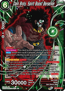Dark Broly, Spirit Boost Berserker (Starter Deck - Darkness Reborn) (SD16-03) [Cross Spirits] - POKÉ JEUX