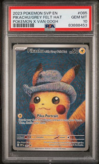 2023 POKEMON SVP EN-SV BLACK STAR PROMO #085 PIKACHU/GREY FELT HAT POKEMON X VAN GOGH #83888453 PSA 10