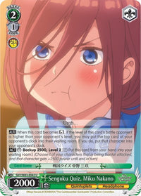 Sengoku Quiz, Miku Nakano (5HY/W83-E042 U) [Les quintuplés par excellence] 