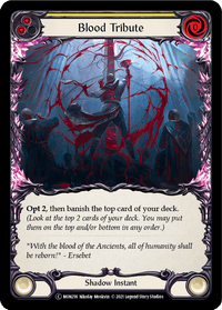 Blood Tribute (Yellow) [U-MON216-RF] (Monarch Unlimited) Unlimited Rainbow Foil - POKÉ JEUX