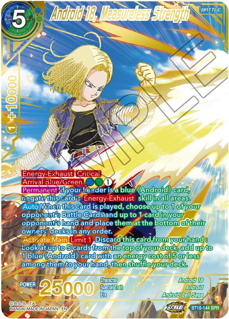 Android 18, Measureless Strength (SPR) (BT18-144) [Dawn of the Z-Legends] - POKÉ JEUX