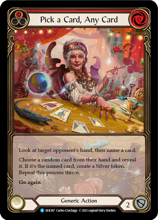 Pick a Card, Any Card (Red) [EVR167] (Everfest) 1st Edition Extended Art Rainbow Foil - POKÉ JEUX