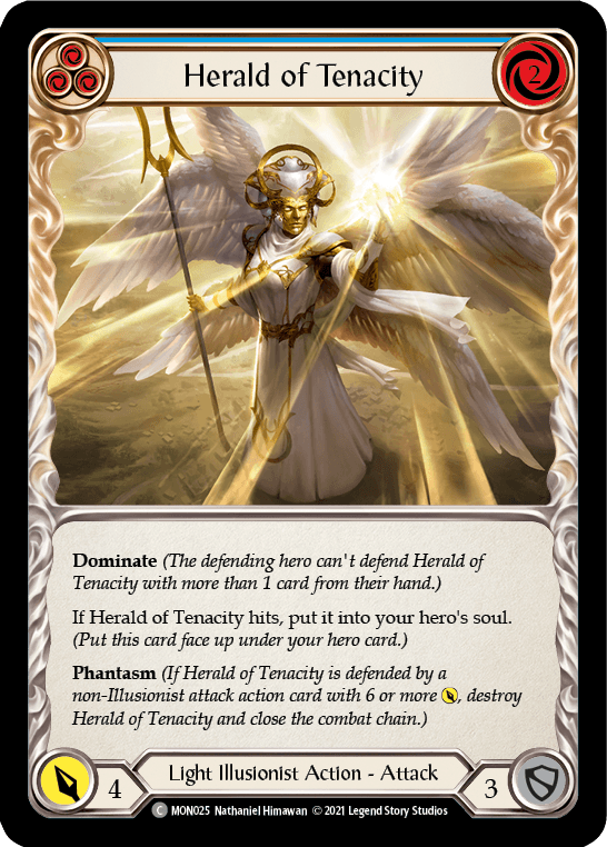 Herald of Tenacity (Blue) [MON025-RF] (Monarch) 1st Edition Rainbow Foil - POKÉ JEUX