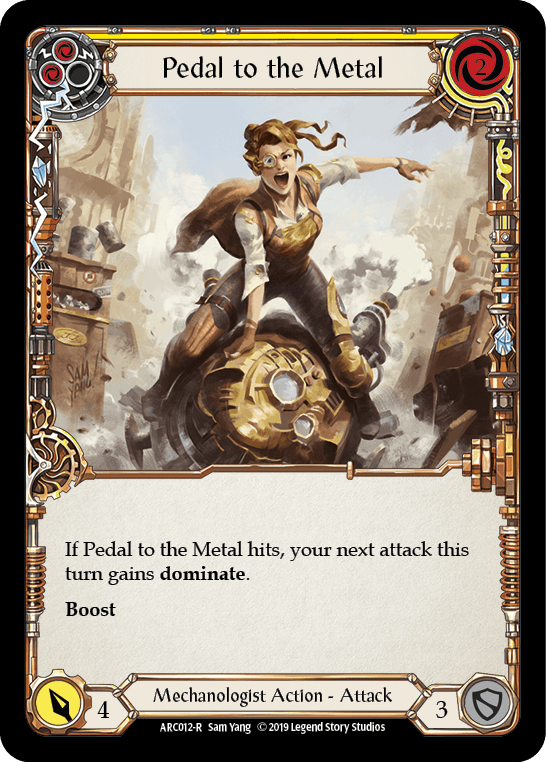 Pedal to the Metal (Yellow) [ARC012-R] (Arcane Rising) 1st Edition Rainbow Foil - POKÉ JEUX