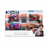 X-SHOT - SKINS MENACE DART BLASTER 4 PACK (w/24 DARTS) (Special Order)