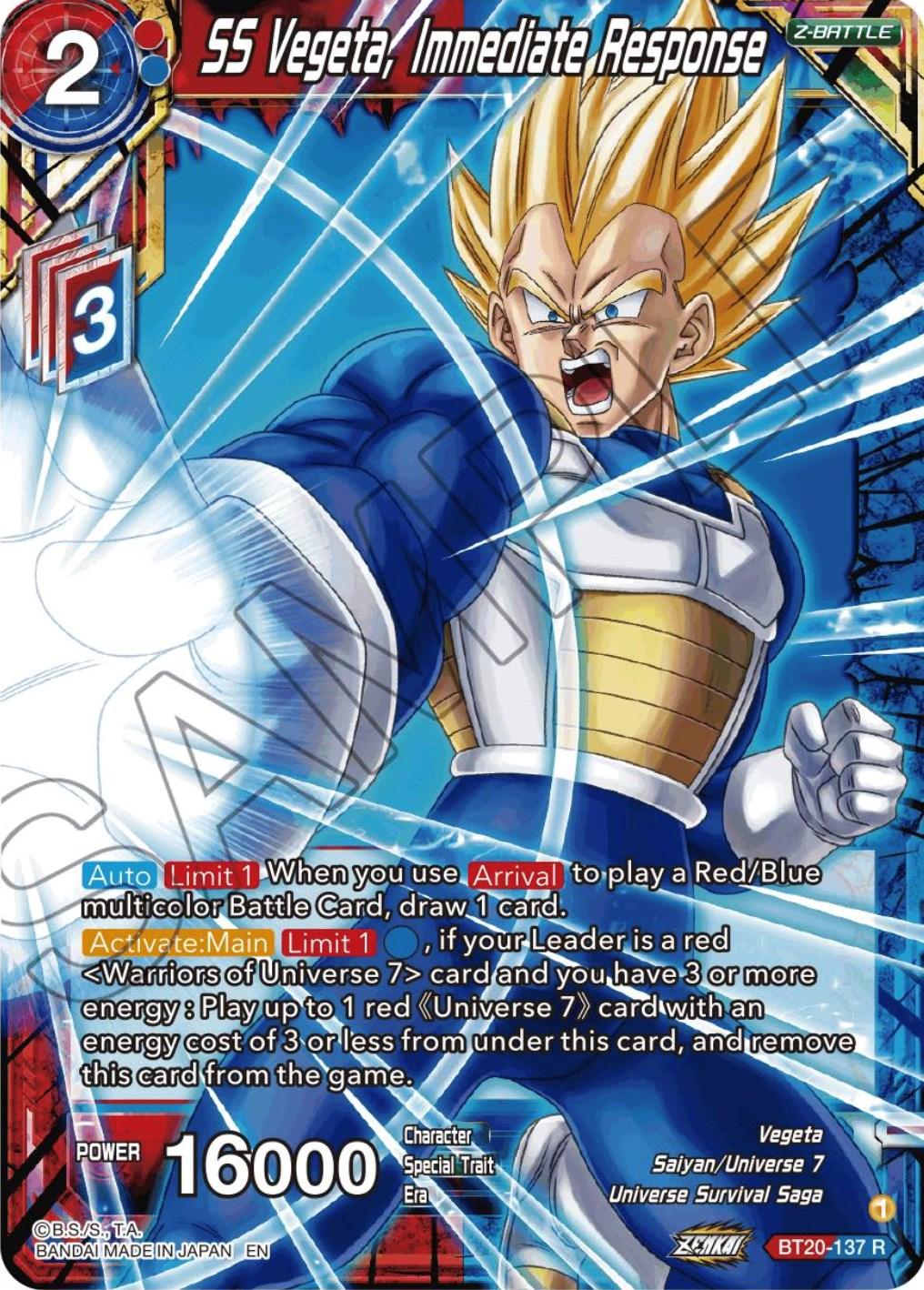 SS Vegeta, Immediate Response (BT20-137) [Power Absorbed] - POKÉ JEUX