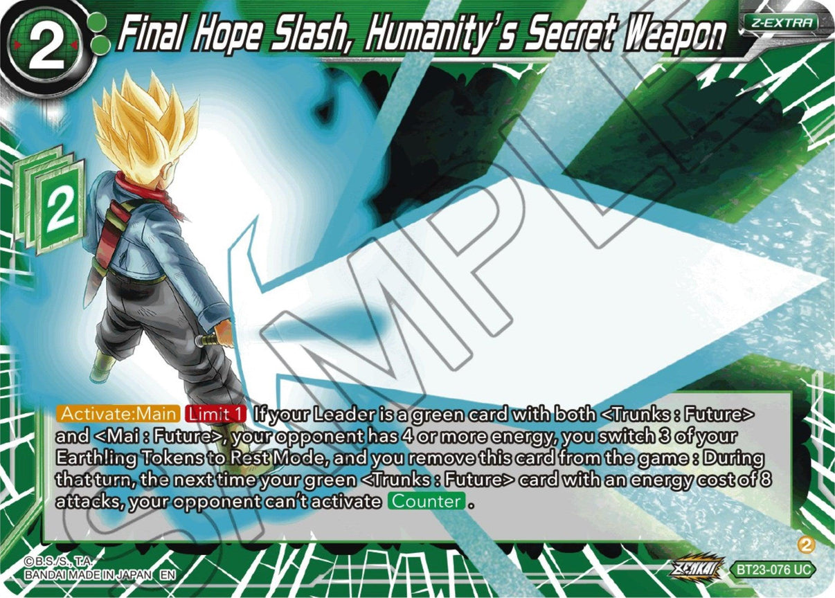 Final Hope Slash, Humanity's Secret Weapon (BT23-076) [Perfect Combination] - POKÉ JEUX