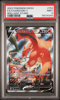 2022 POKEMON BRILLIANT STARS 154/172 CHARIZARD V BRILLIANT STARS #78576349 PSA 9