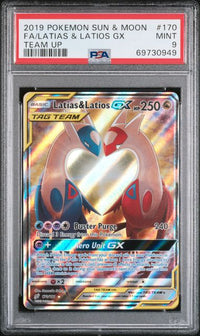2019 POKEMON SUN & MOON TEAM UP #170 LATIAS & LATIOS GX TEAM UP PSA 9 #69730949