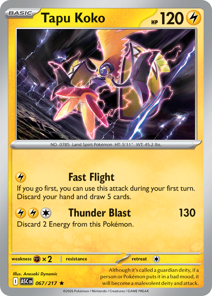 Tapu Koko (Energy Symbol Pattern) (67) - ME Ascended Heroes Reverse Holofoil