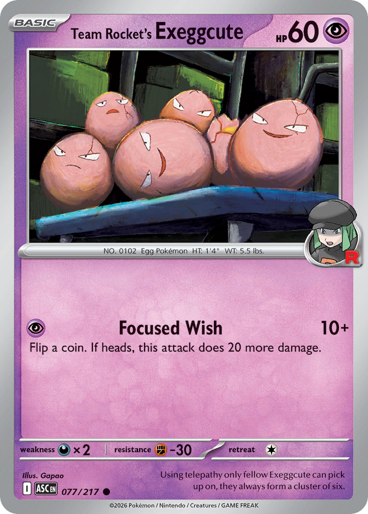 Team Rocket's exeggcute (Team Rocket) (77) - ME Ascended Heroes Reverse Holofoil