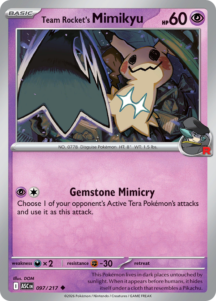 Team Rocket's Mimikyu (Energy Symbol Pattern) (97/217) - ME Ascended Heroes Reverse Holofoil