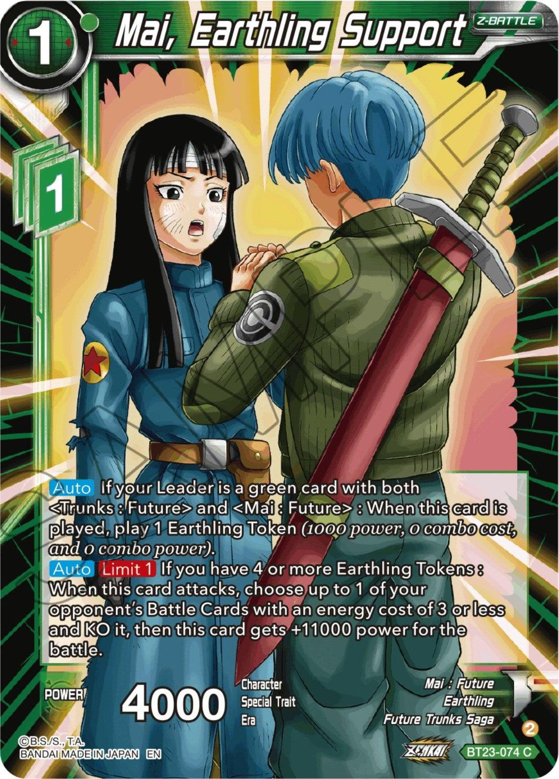 Mai, Earthling Support (BT23-074) [Perfect Combination] - POKÉ JEUX