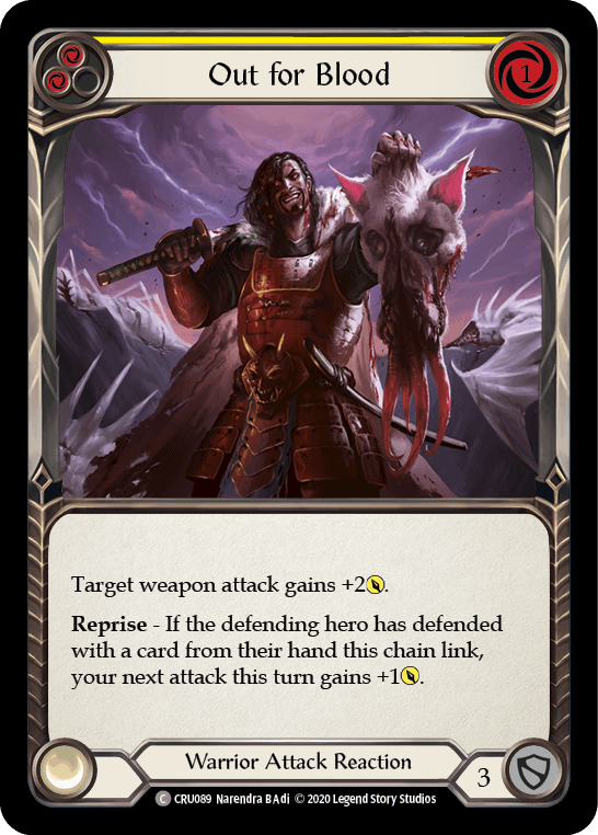 Out for Blood (Yellow) [CRU089] (Crucible of War) 1st Edition Rainbow Foil - POKÉ JEUX