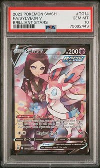2022 POKEMON SWORD & SHIELD BRILLIANT STARS #TG14 FA/SYLVEON V BRILLIANT STARS PSA 10 #75692449