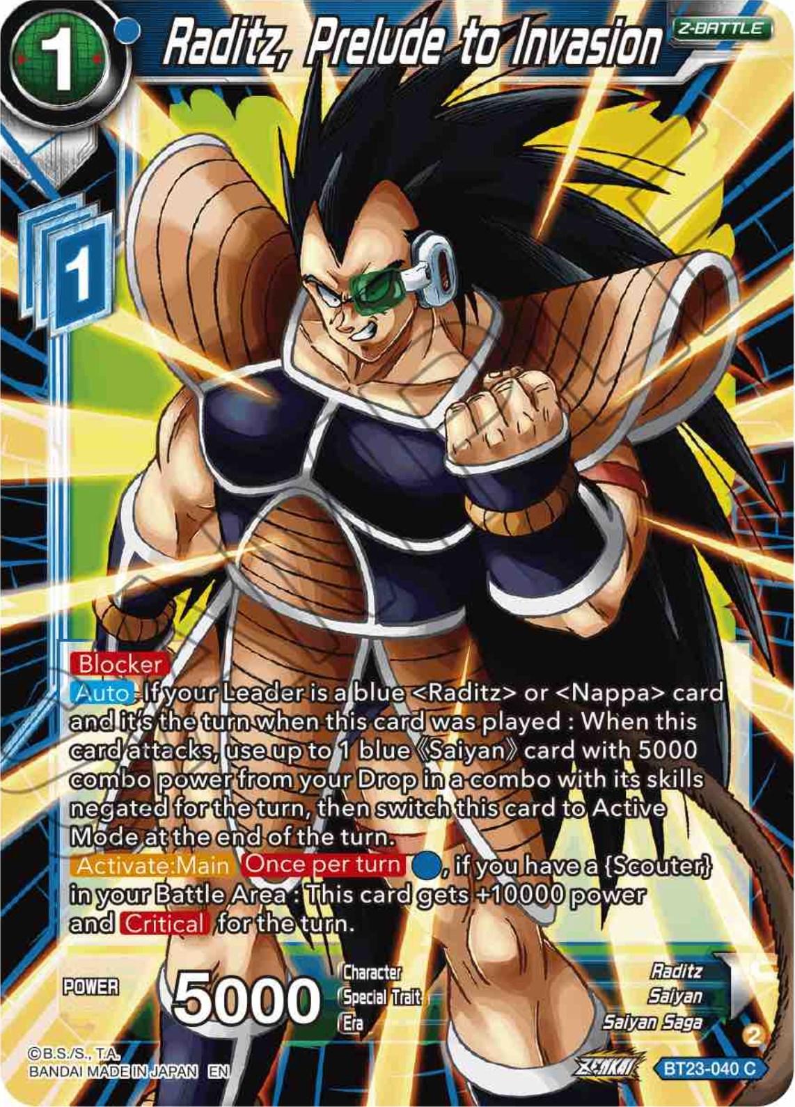 Raditz, Prelude to Invasion (BT23-040) [Perfect Combination] - POKÉ JEUX