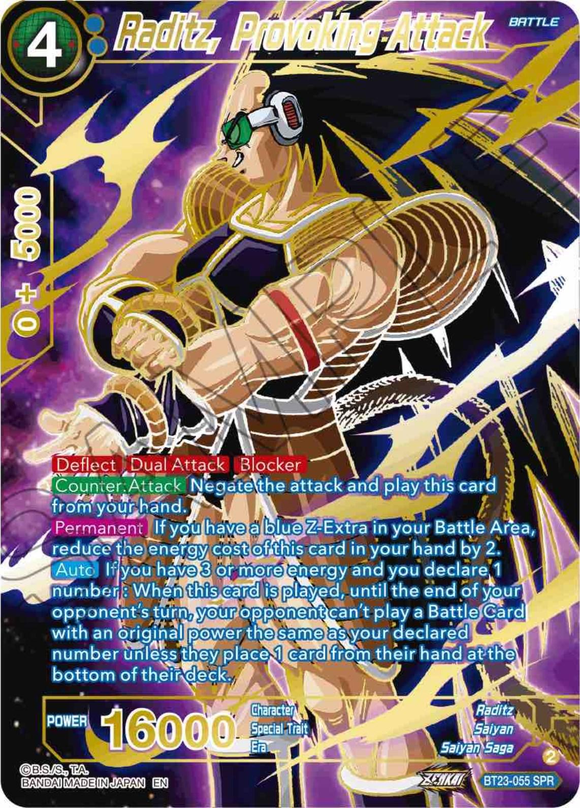 Raditz, Provoking Attack (SPR) (BT23-055) [Perfect Combination] - POKÉ JEUX