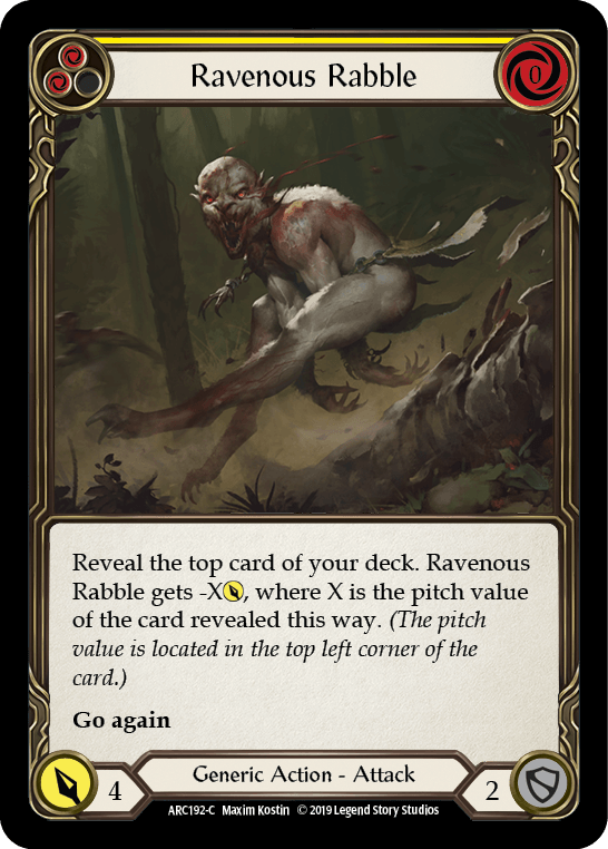 Ravenous Rabble (Yellow) [ARC192-C] (Arcane Rising) 1st Edition Normal - POKÉ JEUX
