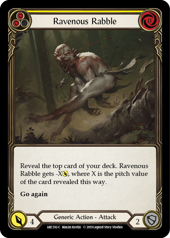 Ravenous Rabble (Yellow) [ARC192-C] (Arcane Rising) 1st Edition Rainbow Foil - POKÉ JEUX