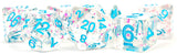 RESIN 7 DICE SET CLEAR CONFETTI 16MM (Special Order)