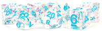 RESIN 7 DICE SET CLEAR CONFETTI 16MM (Special Order)