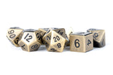 METAL 7 DICE SET ANTIQUE GOLD 16MM (Special Order)