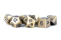 METAL 7 DICE SET ANTIQUE GOLD 16MM (Special Order)