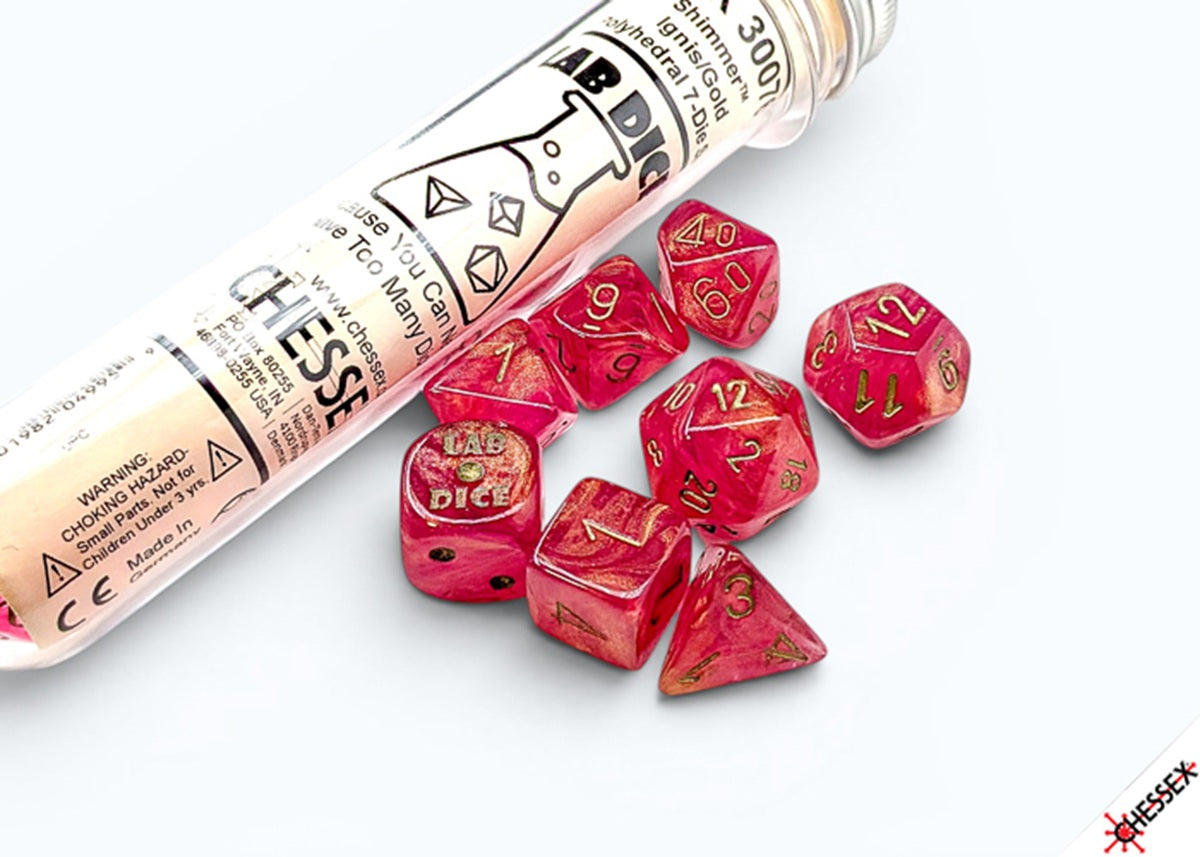 SHIMMER 7-DICE SET POLYHEDRAL IGNIS/GOLD (Pre-Order)