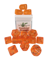 SET OF 15 DICE: TRANSLUCENT ORNG/LT ORNG NMBR ARCH (Special Order)