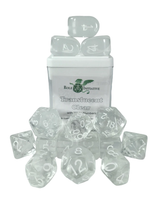 SET OF 15 DICE: TRANSLUCENT CLEAR ARCH'D4 (Special Order)