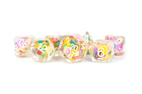 RESIN 7 DICE SET FRUIT INCLUSION 16MM (Special Order)