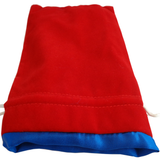 LARGE DICE BAG VELVET RED W/ BLUE SATIN (Special Order)
