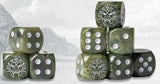 CONQUEST: W'ADRHUN LOGO ON DARK GREEN MARBLED DICE 24CT (Special Order)