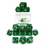 SET OF 15 DICE: OPAQUE DK GREEN/WHITE NMBR ARCH'D4 (Special Order)