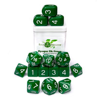 SET OF 15 DICE: OPAQUE DK GREEN/WHITE NMBR ARCH'D4 (Special Order)