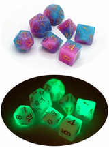 TIME TAILS GLOW-IN-THE-DARK PINK & BLUE DICE SET (Special Order)