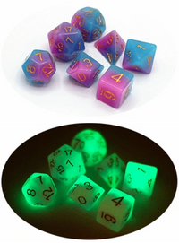 TIME TAILS GLOW-IN-THE-DARK PINK & BLUE DICE SET (Special Order)
