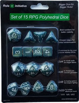 SET OF 15 DICE: SEA DRAGON SHIMMER W/ WHITE (Special Order)