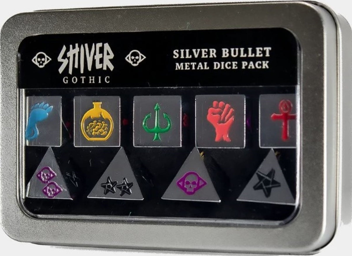SHIVER RPG: GOTHIC - SILVER BULLET METAL DICE (Pre-Order)