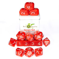 SET OF 15 DICE: OPAQUE RED/WHITE NMBR ARCH'D4 (Special Order)