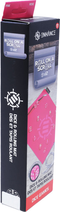 AP ENHANCE TABLETOP ROLL ON A SCROLL 12PC ACRYLIC DICE SET & ROLLING MAT PINK (40/20) (Special Order)