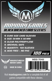 STANDARD EURO SLEEVES BLACK BACKED 59MMX92MM 100CT (Special Order)
