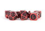 METAL 7 DICE SET RED W/BLACK ENAMEL 16MM (Special Order)