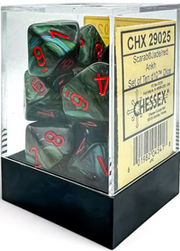 SCARAB 10D10 JADE/RED ANKH DICE BLOCK (Special Order)