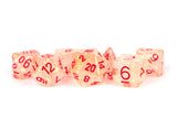 RESIN 7 DICE SET FLASH RED 16MM (Special Order)