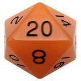 MEGA ACRYLIC DICE D20 GLOW ORANGE W/ BLACK 35MM (Special Order)